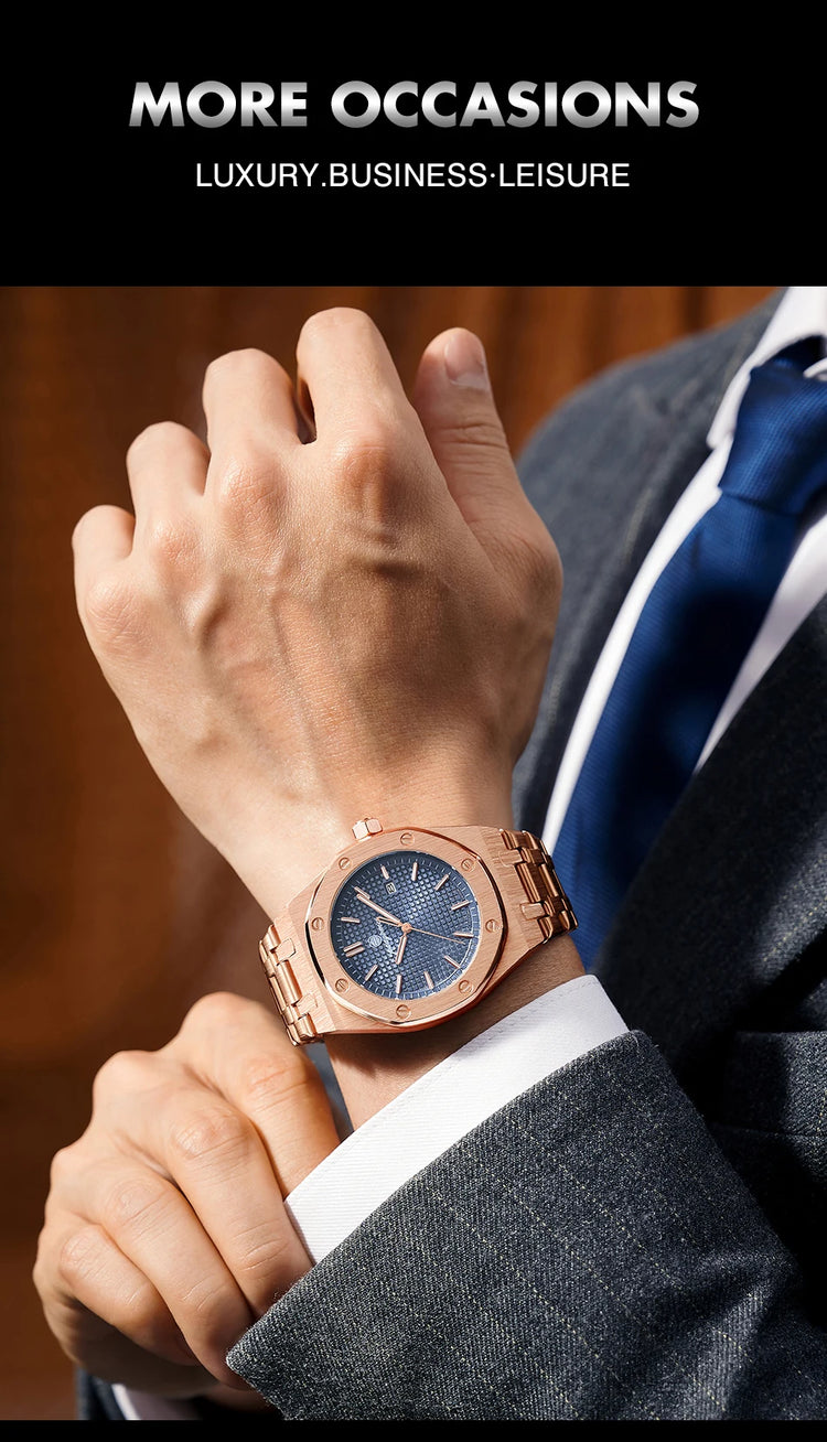 Customized Watch PAAZOMU Business Man Wristwatch Waterproof Luminous Date Men Watch Stainless Steel Quartz Watches For Men Reloj