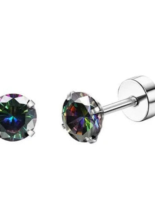 Florideco 1 paio di orecchini a bottone ipoallergenici con retro piatto per donna uomo orecchini a bottone per cartilagine in acciaio inossidabile chirurgico platinumshop