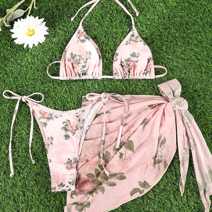 Miyouj Bikini Stampato con Fascia 2026, Costume da Bagno a Triangolo Tre Pezzi a Vita Bassa, Biquini Donna, Abbigliamento da Mare Estivo platinumshop