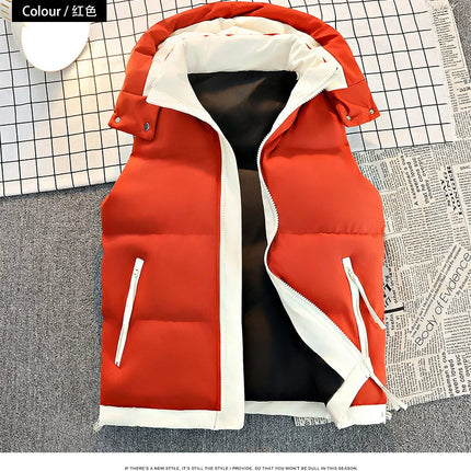 New Hooded Casual Men Waistcoat Comfortable Warm Zipper Male Sleeveless Jackets Solid Color Windproof Clothing for Men Spring