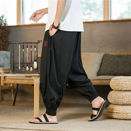 Pantaloni a gamba larga da uomo nuovi pantaloni da jogging casual Harajuku pantaloni Harlem larghi moda nera da uomo pantaloni sportivi vintage taglie forti 5XL