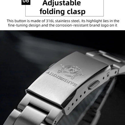 ADDIESDIVE Mechanical Men's Watch Classic Luxury Watch Super Bright Bubble Glass 100M Waterproof Men's Watch Gift