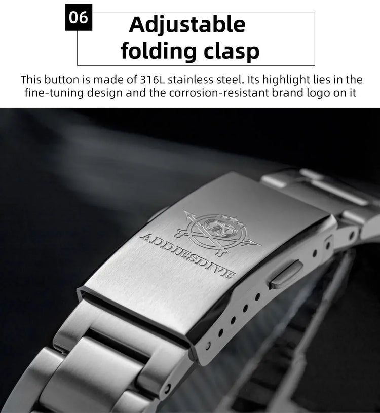 ADDIESDIVE Mechanical Men's Watch Classic Luxury Watch Super Bright Bubble Glass 100M Waterproof Men's Watch Gift