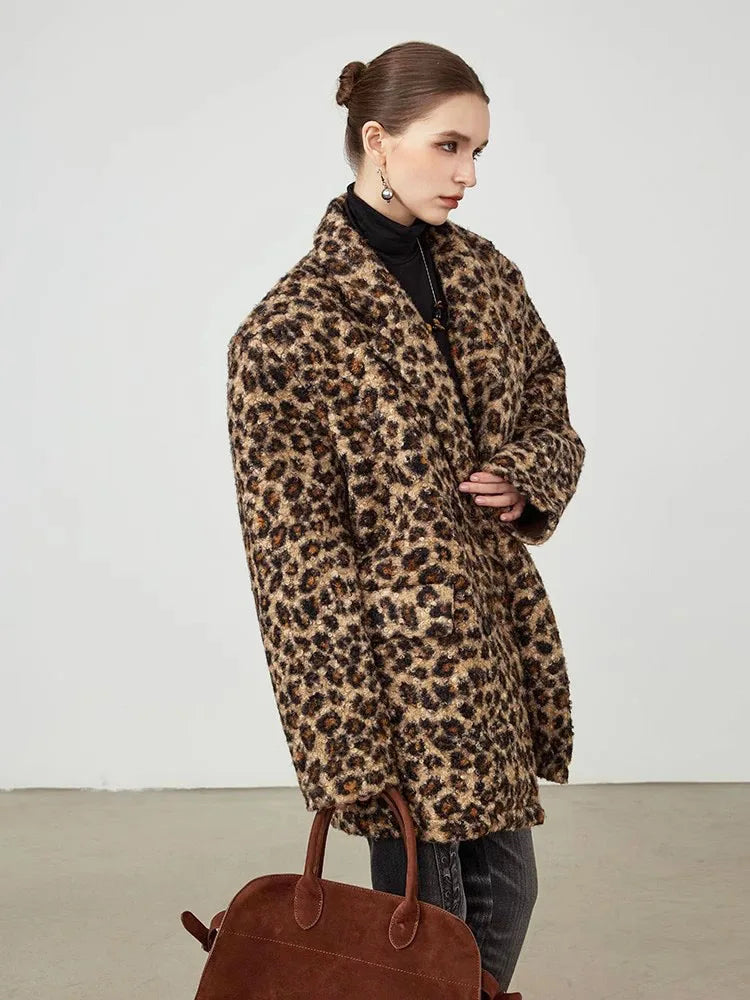 ZADORIN High Street Elegant Leopard Suit Faux Fur Jacket Long Cool Double Faced Faux Fur Coat Woman Autumn Winter Clothes Coats
