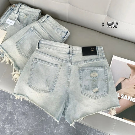 Women's Casual Denim Shorts Light Blue Y2K Harajuku High Street Aesthetic Fashion Retro Slim Short Jeans Clothing 2026 New