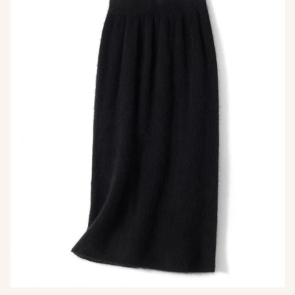 Autumn Winter Knitted Woolen High Waist Slim Fit Half-length Skirt Women's Mid-length Wrap Bodycon Skirt Elegant Commute Style PlatiNum
