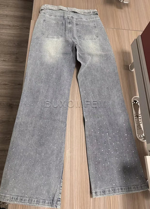 Pantaloni jeans a gamba dritta forati da donna 2025 Pantaloni larghi alla moda Y2k Streetwear Outfit Jeans larghi a gamba larga Pantaloni da donna