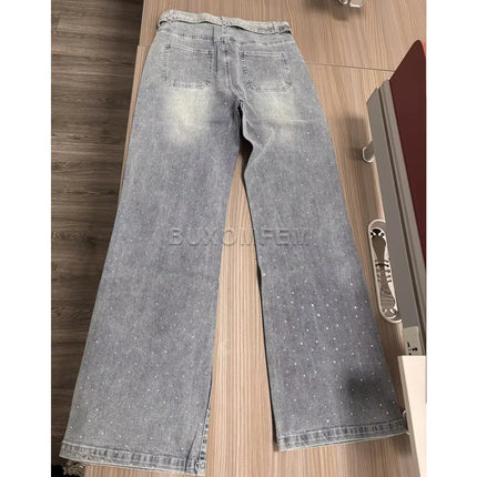 Pantaloni jeans a gamba dritta forati da donna 2025 Pantaloni larghi alla moda Y2k Streetwear Outfit Jeans larghi a gamba larga Pantaloni da donna