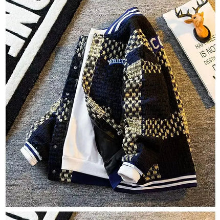 Autumn Winter New Men's Cardigan Single-Breasted Fashion Knit Sweater Stitching Colorblock O Collar Coats Swearter Jackets