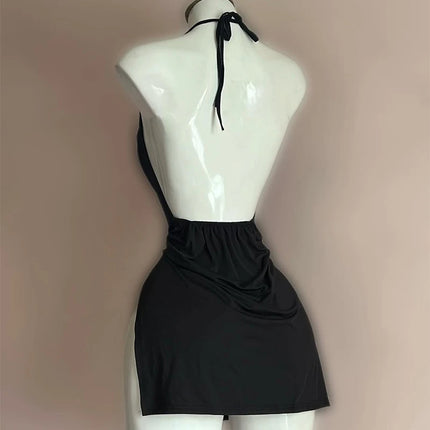 Robe sans dossier à bandage avec col en V rouge Mini-robes coréennes élégantes et fines pour femmes, coupe irrégulière, nouvelle mode 2025, boîte de nuit, fille sexy