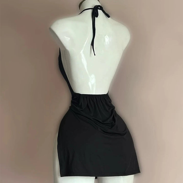Abito dalla fasciatura senza schienale con scollo a V rosso Elegante mini abiti coreani sottili sott