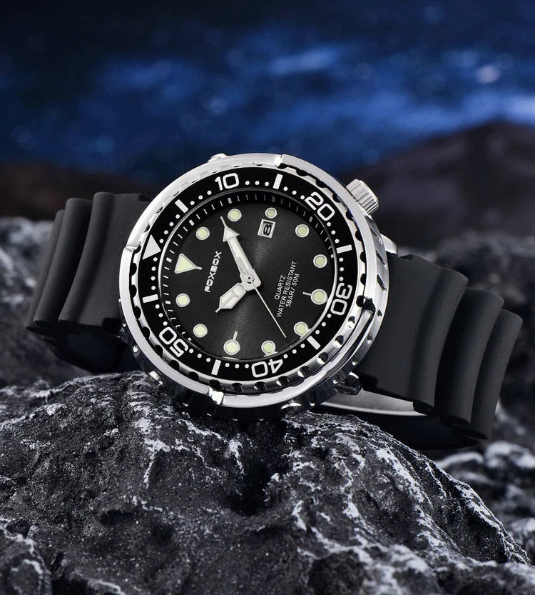 FOXBOX Top Brand Fashion Diver Watch Men 50ATM Waterproof Date Clock orologi sportivi orologio da polso al quarzo da uomo Relogio Masculino platinumshop