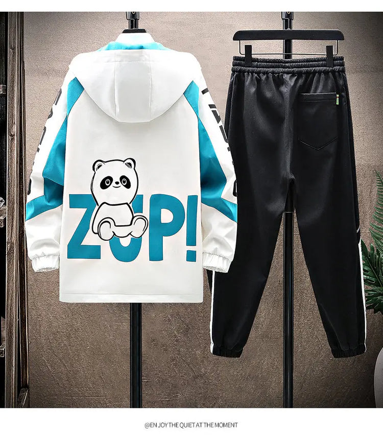 Spring Autumn Men Tracksuit Set Casual Sportswear Hooded Jackets Pants 2 Piece Sets Hip Hop Running Sports Suit
