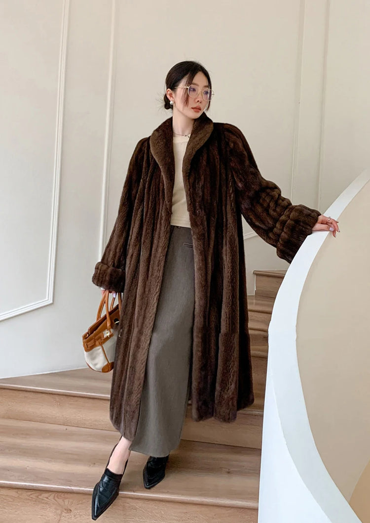 ZADORIN Luxury Designer Clothing Winter Mink Coat Woman Long Brown Faux Fur Coats Woman Chic Fluffy Fur Jacket Loose Outerwears