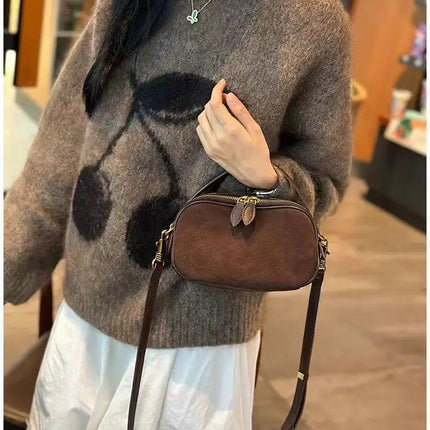 Women's Genuine Suede Cowhide Leather Shoulder Bag Soft Cow Versatile Ladies Crossbody Bag Trendy Luxury Female Designer PlatiNum