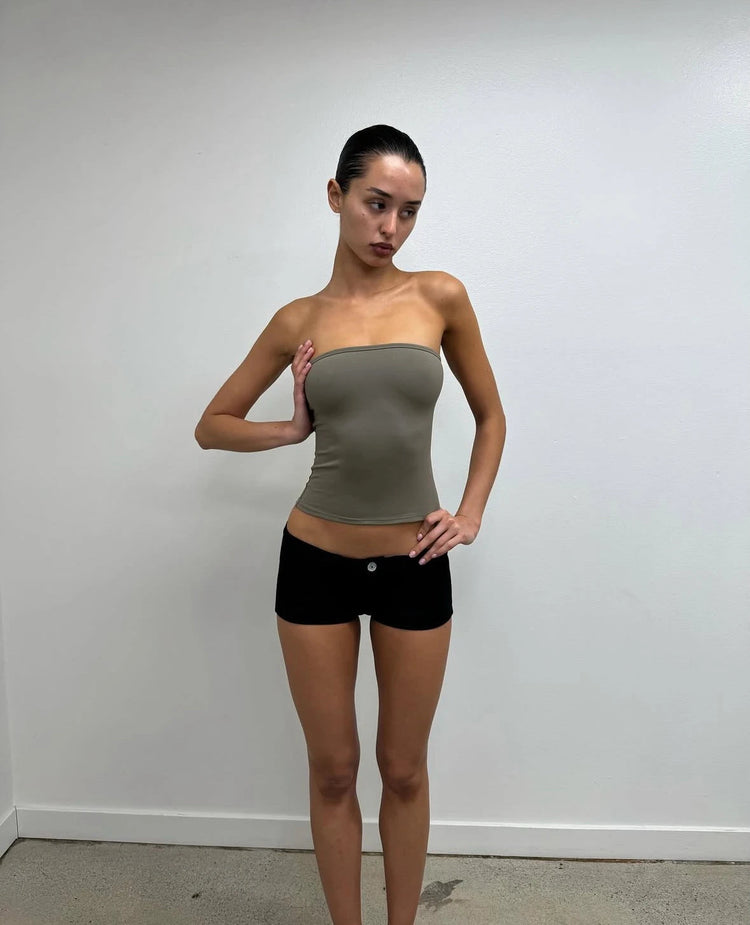 Tank Summer Women's Black Ultra-Short Shorts, Low-Waist Tight-Fitting Hot Pants, Suitable for All Kinds of Basic Styles with Camisoles and Short Sleeves PlatiNum