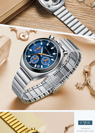 MINI FOCUS Orologio al quarzo verde argento per donna Orologio da polso cronografo con cinturino in acciaio inossidabile moda con lancette luminose Data 0491 platinumshop