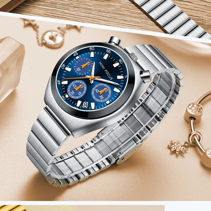MINI FOCUS Orologio al quarzo verde argento per donna Orologio da polso cronografo con cinturino in acciaio inossidabile moda con lancette luminose Data 0491 platinumshop