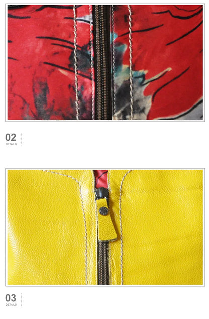 2025 New Genuine Leather With Canvas Women Handbags Luxury Fashion Crossbody Bag Printing Shoulder Portable Slung Bags