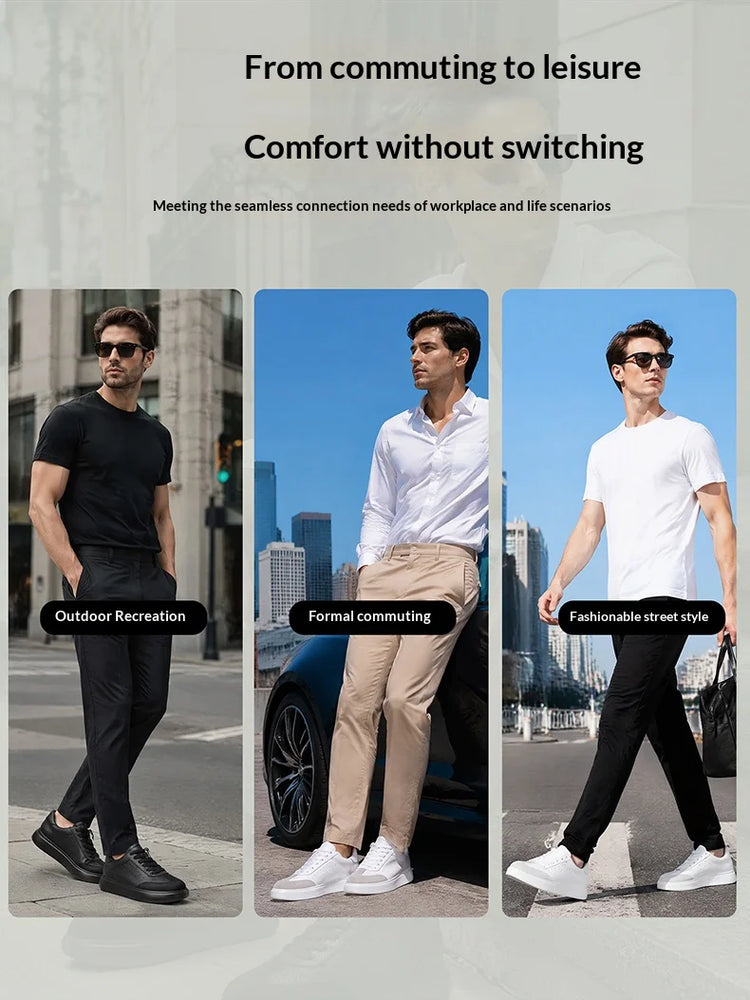 7CM Invisible Height Elevator Shoes for Men Breathable Comfort Leather Casual Sneakers Thick Platform Sole Lace Up Lift Sports