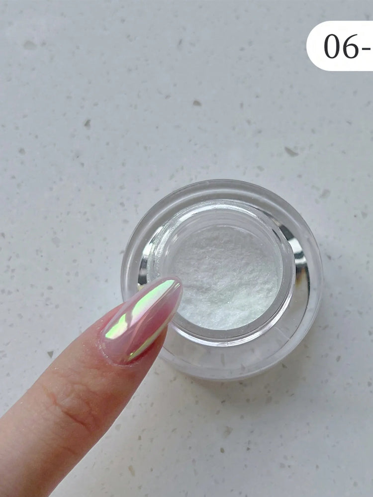 1 Box Moonlight Mirror Nail Powder Silver Fine Glitter Metallic Effect Pigment Gel Polish Chrome Holographic Nail Powder Nail Art Decorations