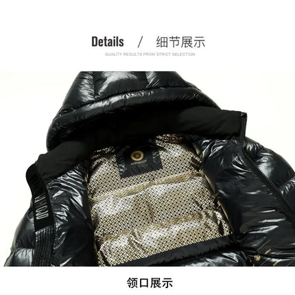 New national standard 90% down winter thickened down jacket, glossy hooded bread jacket, youth down jacket for men's wear