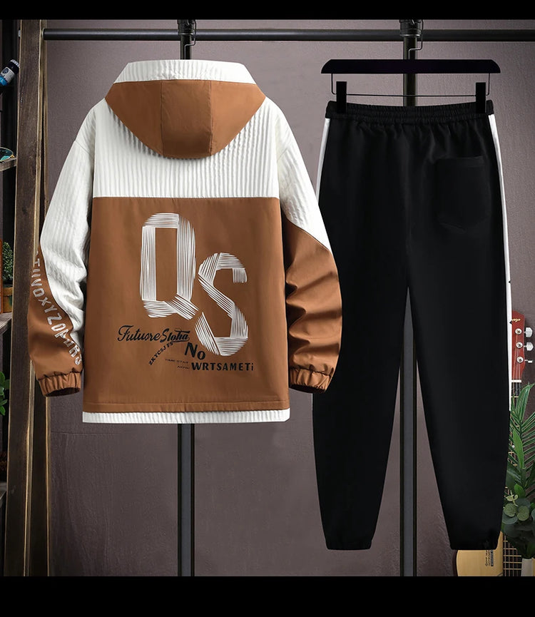 2025 Spring Casual Jackets Sportswear+Pants Men's Sets Korean Style 2 Piece Sets Men Streetwear Fitness Male Tracksuit