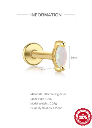CANNER 1PC 925 Sterling Silver Exquisite Crown Opal Piercing Earring for Women Ear Studs Cartilage Earring Body Jewelry Gift PlatiNum
