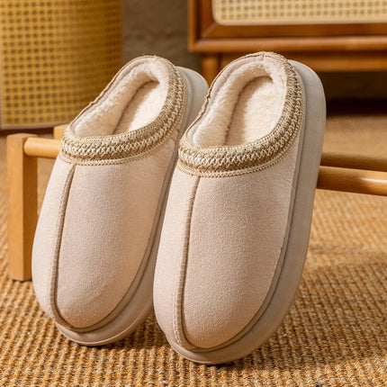 Men's Plush Fleece Lined Slippers Winter Warm House Shoes with Thick EVA Sole for Indoor/Outdoor Use Cozy Non-Slip Home Footwear