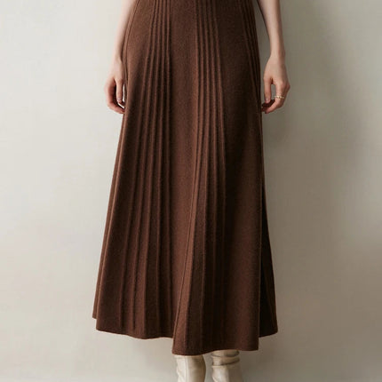 Women's Simple Loose Tight Waistbands Half-Length Skirt 100% Cashmere Autumn Winter Warm Soft Elegant Casual Fashion Bottoms PlatiNum