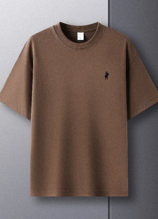 T-shirt homme col rond manches courtes 100 % pur coton, vente chaude, marque de luxe, été, broderie exquise, poney, haut respirant