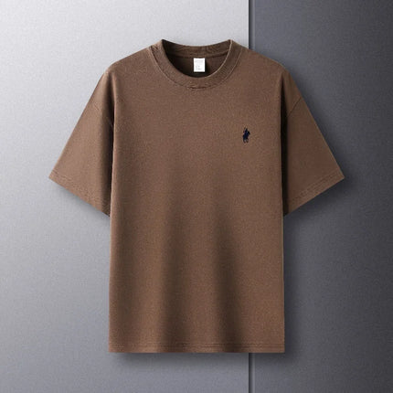 Men's Round Neck Short Sleeve 100% Pure Cotton T-shirt Hot Sale Luxury Brand Summer Exquisite Embroidery Pony Breathable Top
