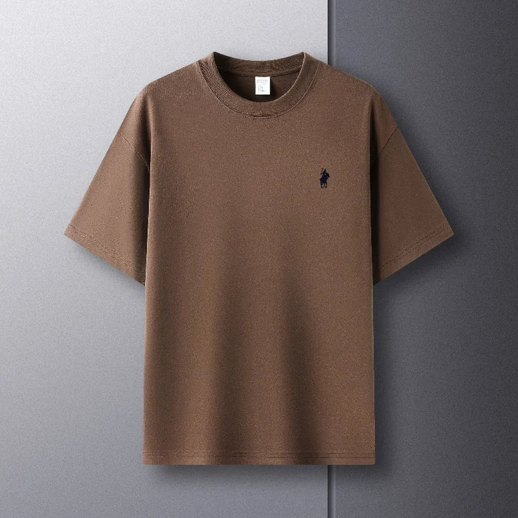 T-shirt da uomo girocollo manica corta in puro cotone 100% vendita calda marchio di lusso estate squisito ricamo pony top traspirante