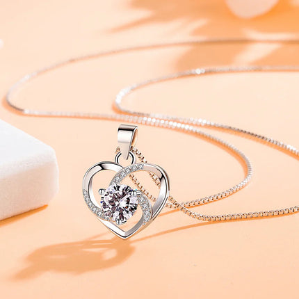 Collana in Argento Sterling 925 con Zircone Scintillante, Catena per Clavicola da Donna, Gioielli da Matrimonio Placcati in Oro 18k PlatiNum