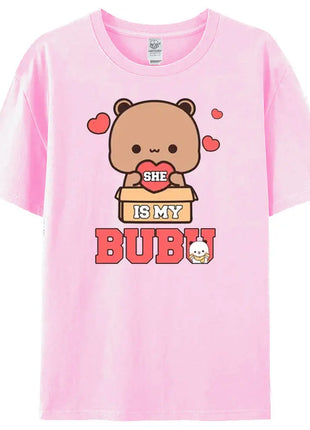 Bubu Dudu Felpa per coppia abbinata Simpatico regalo di anniversario Abbigliamento Uomo Donna Vita quotidiana Maglietta casual in cotone Coppia Orso Tee