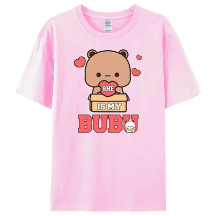 Bubu Dudu Felpa per coppia abbinata Simpatico regalo di anniversario Abbigliamento Uomo Donna Vita quotidiana Maglietta casual in cotone Coppia Orso Tee