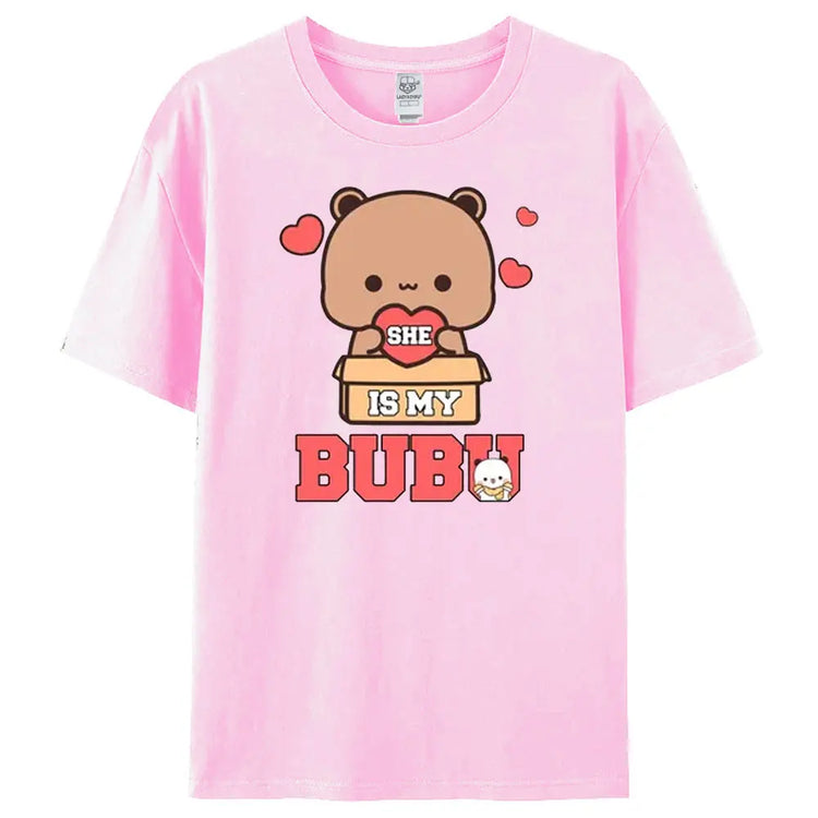 Bubu Dudu Felpa per coppia abbinata Simpatico regalo di anniversario Abbigliamento Uomo Donna Vita quotidiana Maglietta casual in cotone Coppia Orso Tee