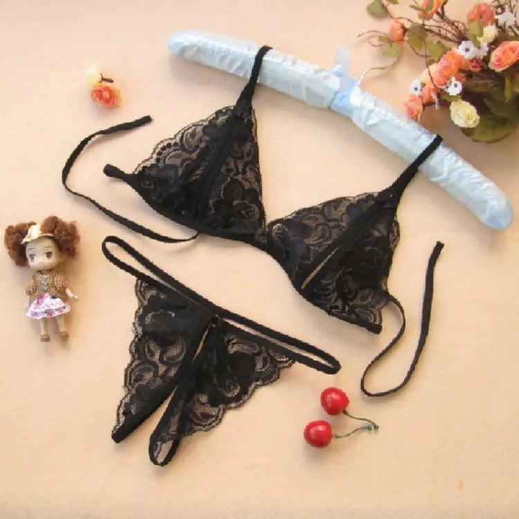 Sexy Lingerie Sets lace Transparent Bra panty Suspender Thong Set temptation perspective Mesh erotic costume Women sex bikini