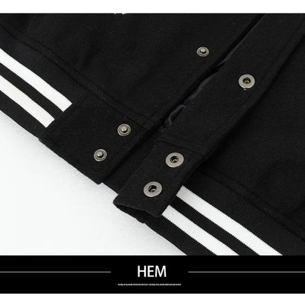 Men's Casual Varsity Jacket Racing Letterman Baseball Coat Vintage Embroidery Outerwear Streetswear with Faux Leather Sleeves