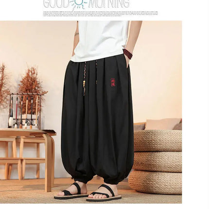 Pantaloni Estivi da Uomo in Seta Ghiaccio Sottile Traspirante, Pantaloni alla Moda a Lanterna, Casual, Comodi, a Gamba Larga, Taglie Forti fino alla 8XL