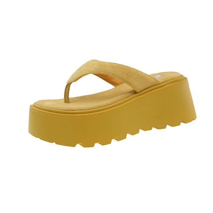 Pantofole da esterno con zeppa Infradito estive da donna con fondo spesso Infradito da spiaggia per il tempo libero a vita alta da esterno in pelle scamosciata