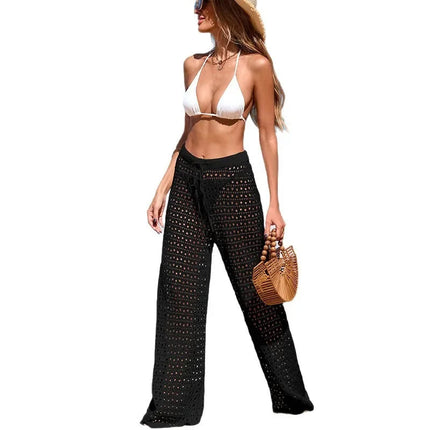Nuovi Pantaloni da Spiaggia alla Moda 2026 con Coulisse, Sexy e Trasparenti, da Donna, in Maglia, Scavati, Casual e Larghi platinumshop