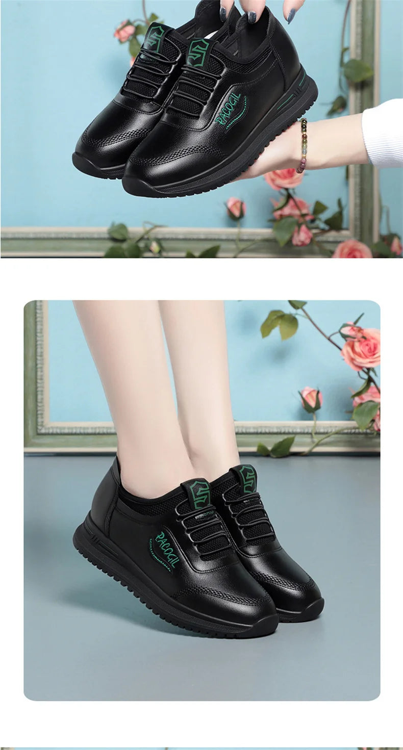 New Spring Fashion Versatile Non Slip Women's Comfort Breathable Sneakers Mother Soft Leather Soft Sole Causal Shoes