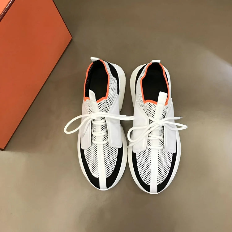 Black White Color Block Mesh Sneakers Unisex for Men Women