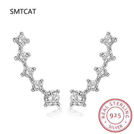Real D Color Moissanite Diamond Earrings 925 Sterling Silver Sparkling Smile Stud Earrings for Women Jewelry Gift Oorbellen PlatiNum