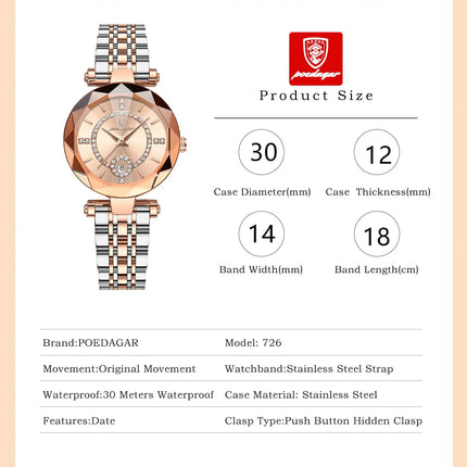 POEDAGAR Orologio da polso originale alla moda per donna Orologio da donna al quarzo con data in acciaio inossidabile impermeabile Orologi da donna casual di lusso platinumshop
