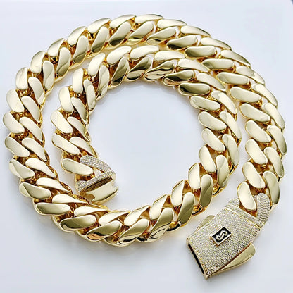 2025 Collana cubana Hip Hop dei nuovi uomini Bracciale Miami Primavera Zircone Fibbia Ottone Retro 14K Catena spessa Nero Logo personalizzato