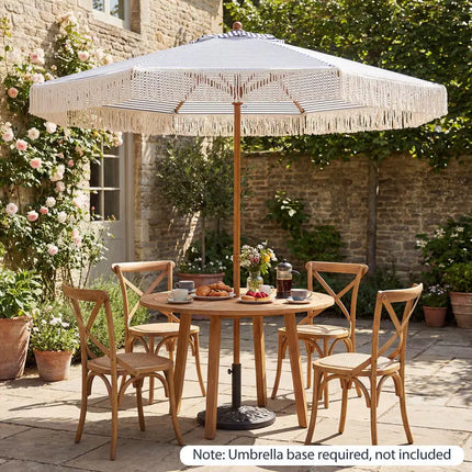 Ombrellone da Patio da 7 Piedi con Frange, Ombrellone da Spiaggia Protettivo dal Sole con Nappe Boho - Blu