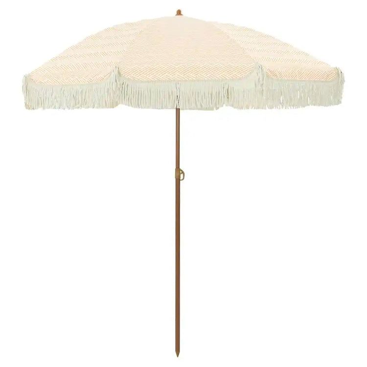 Ombrellone da Spiaggia Giallo e Bianco, 160x160 cm, Inclinabile, Resistente ai Raggi UV, Leggero e Portatile, Ideale per Giardino e Terrazza