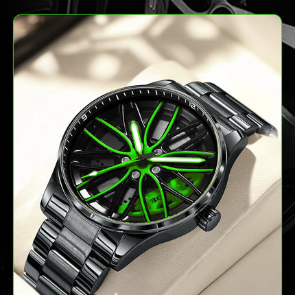 Orologio da Uomo LIGE di Lusso al Quarzo, Sportivo, Impermeabile, in Acciaio Inossidabile, Luminoso, con Quadrante a Forma di Ruota d'Auto, Elegante Orologio da Uomo per Affari platinumshop